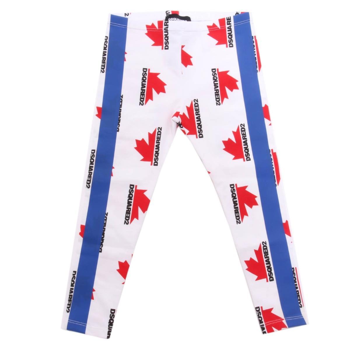 Dsquared2 0030AH leggings Bimba GIRL White/Red Print Cotton Pant