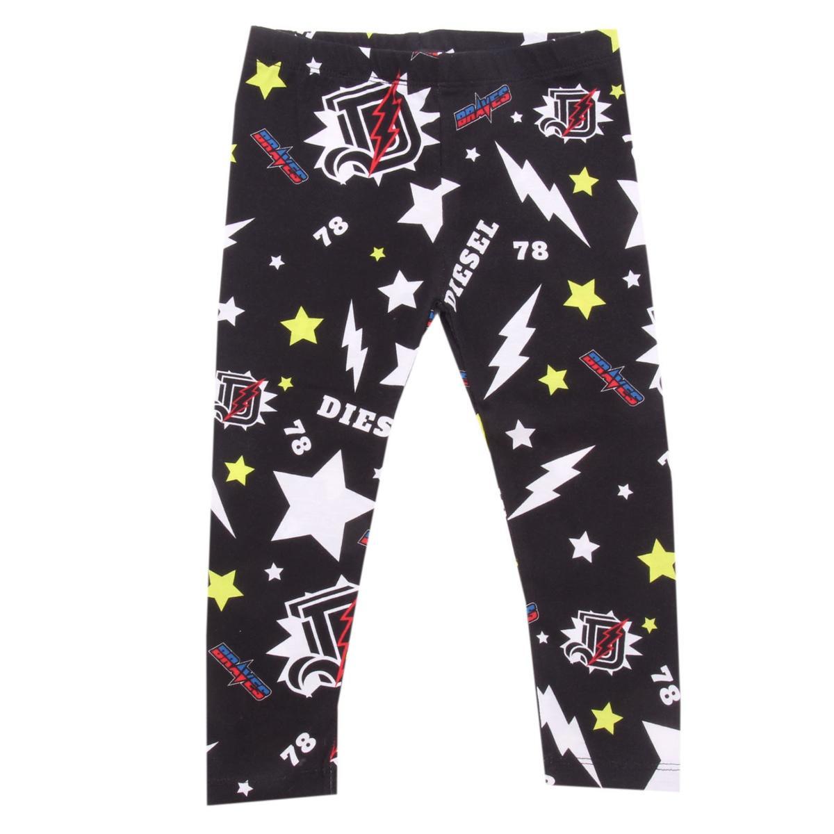 1846AF leggings bimba girl DIESEL black printed cotton pant kid