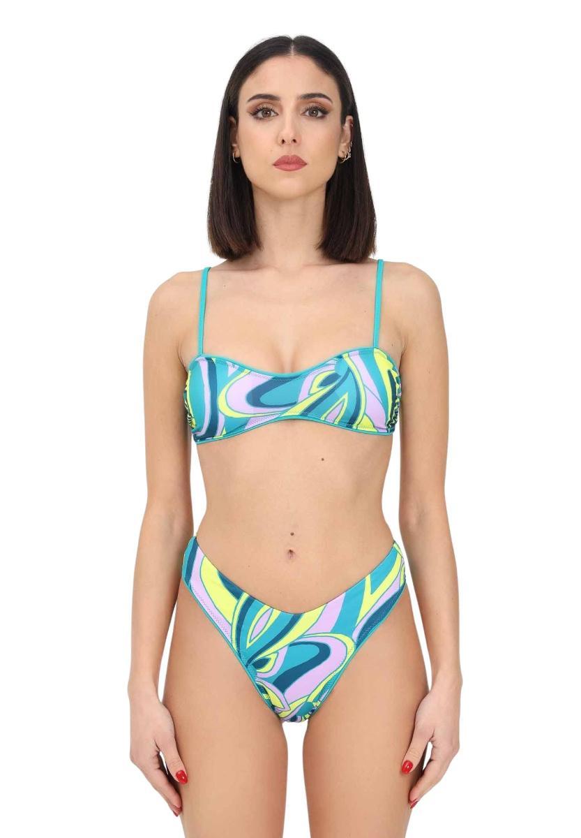 Costume donna bikini top con slip americano-Multicolore
