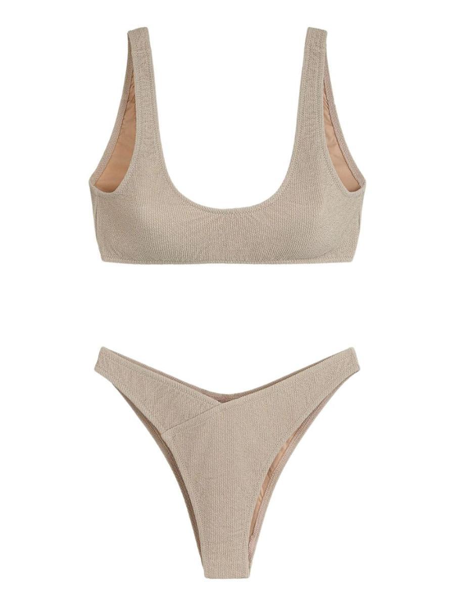 Top bikini beige ME FUI con slip americano fisso