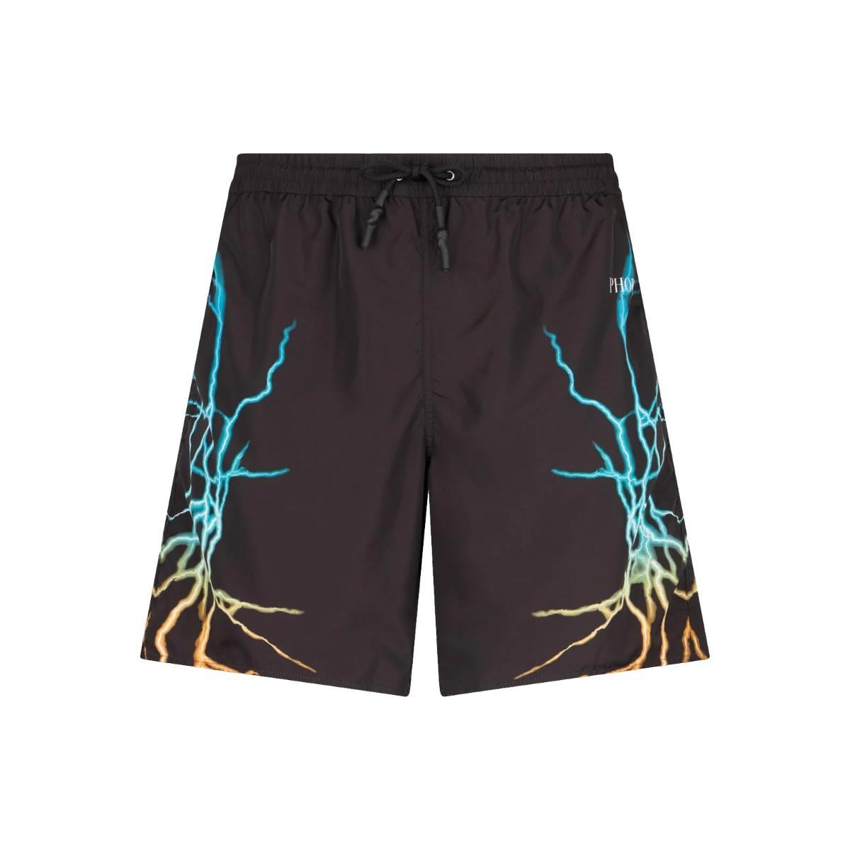 BLACK SWIMWEAR WITH BICOLOR LIGHTNING PRINT 1