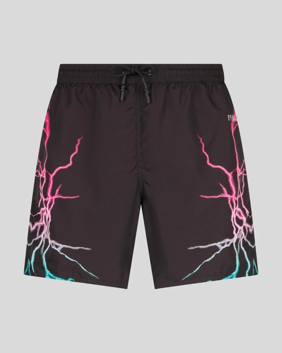 BLACK SWIMWEAR WITH BICOLOR LIGHTNING PRINT 2-Nero