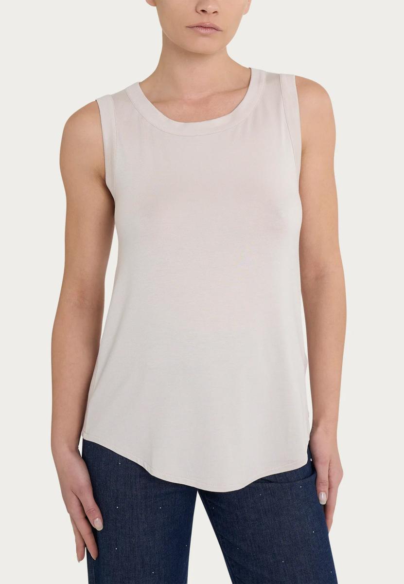 RAGNO Spalla Larga Girocollo in Jersey di Viscosa-Beige