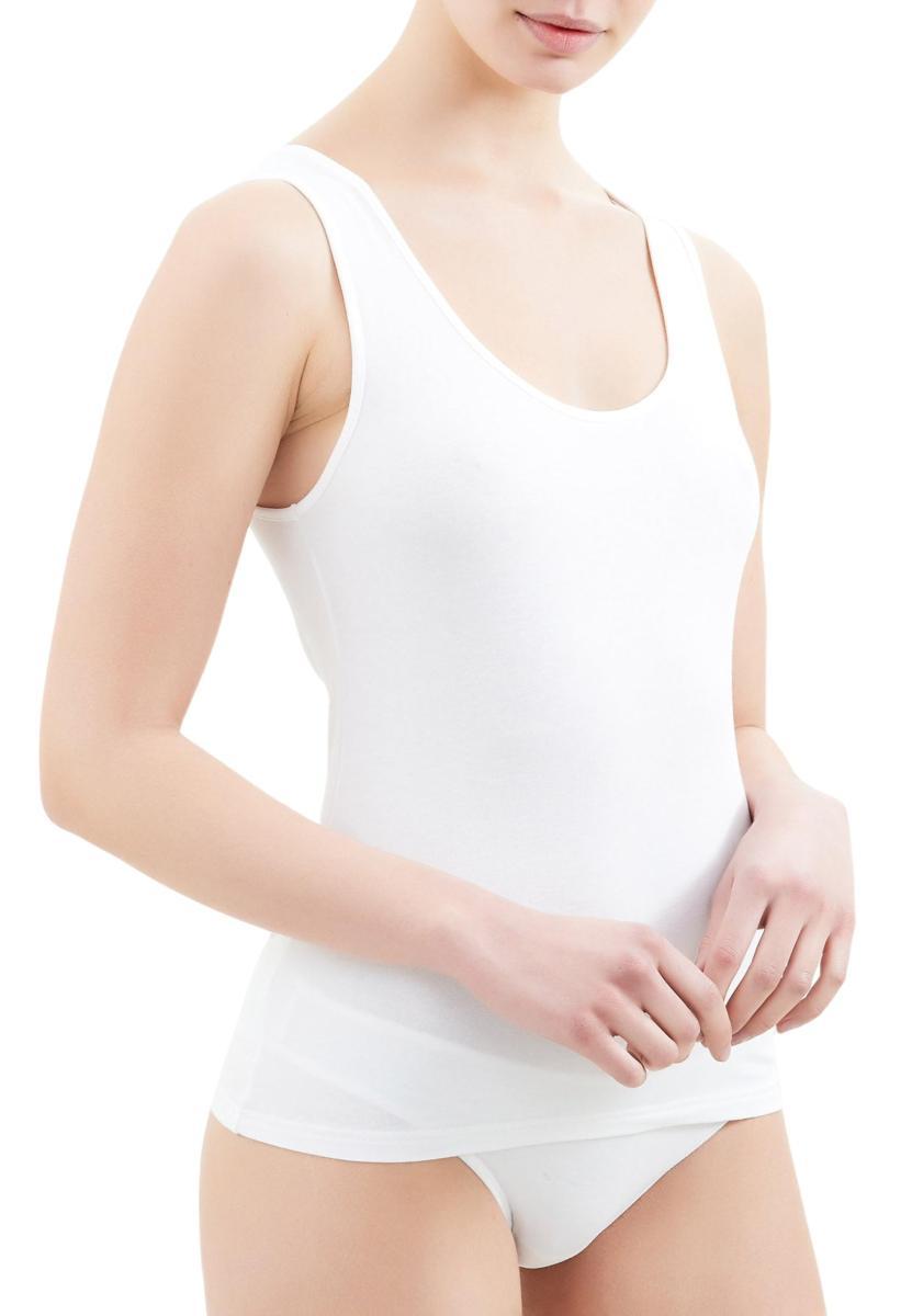 RAGNO DM05A2 Canottiera Donna Spalla Larga Cotone Elasticizzato-Bianco