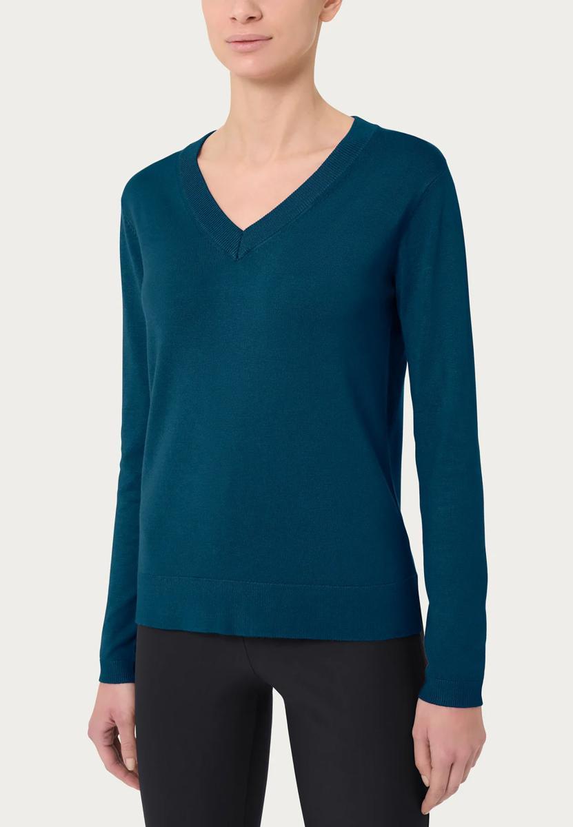 Maglia Scollo V Donna Caldo Viscosa RAGNO DI44TU-Ottanio
