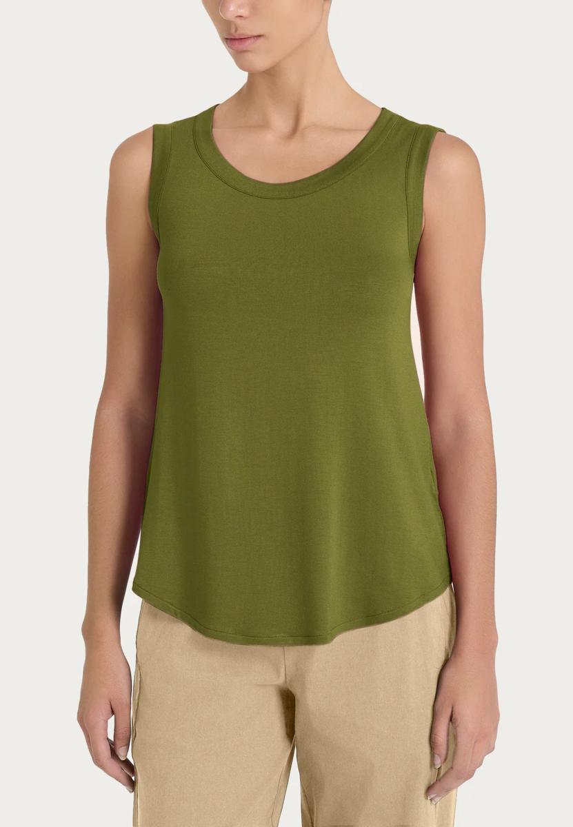 RAGNO Spalla Larga Girocollo in Jersey di Viscosa-Verde