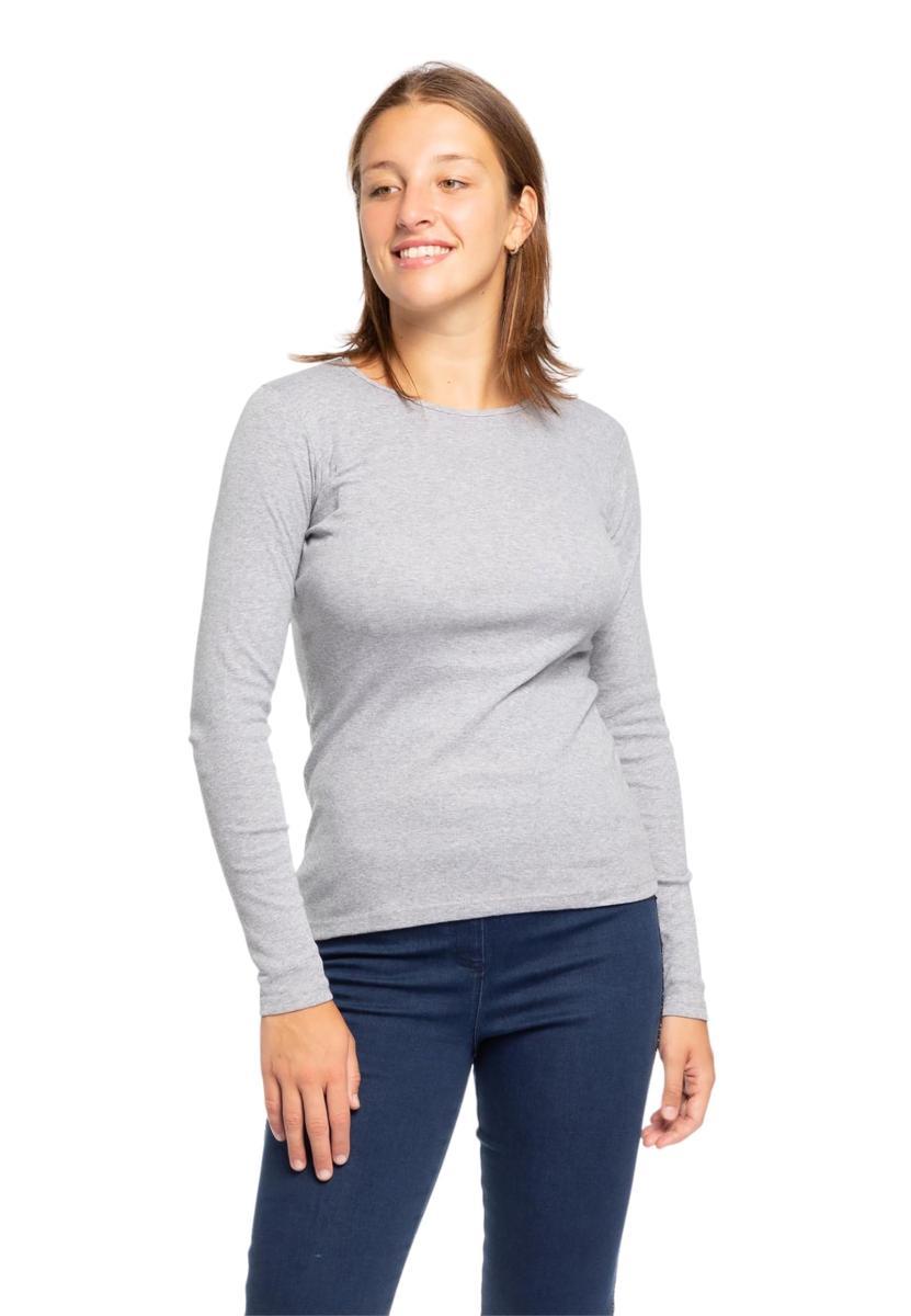 RAGNO Maglia Girocollo Donna Manica Lunga in Caldo Cotone Biologico Caldo e soffice Articolo D274AB BIO ML Giro-Grigio