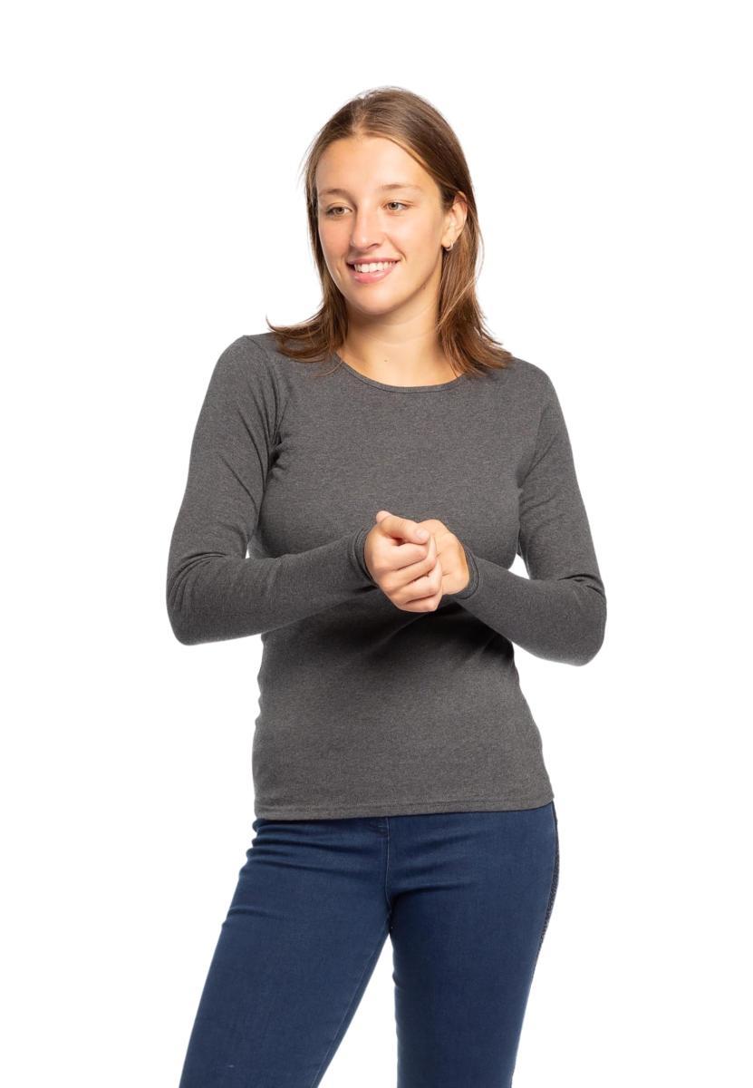 RAGNO Maglia Girocollo Donna Manica Lunga in Caldo Cotone Biologico Caldo e soffice Articolo D274AB BIO ML Giro-Antracite