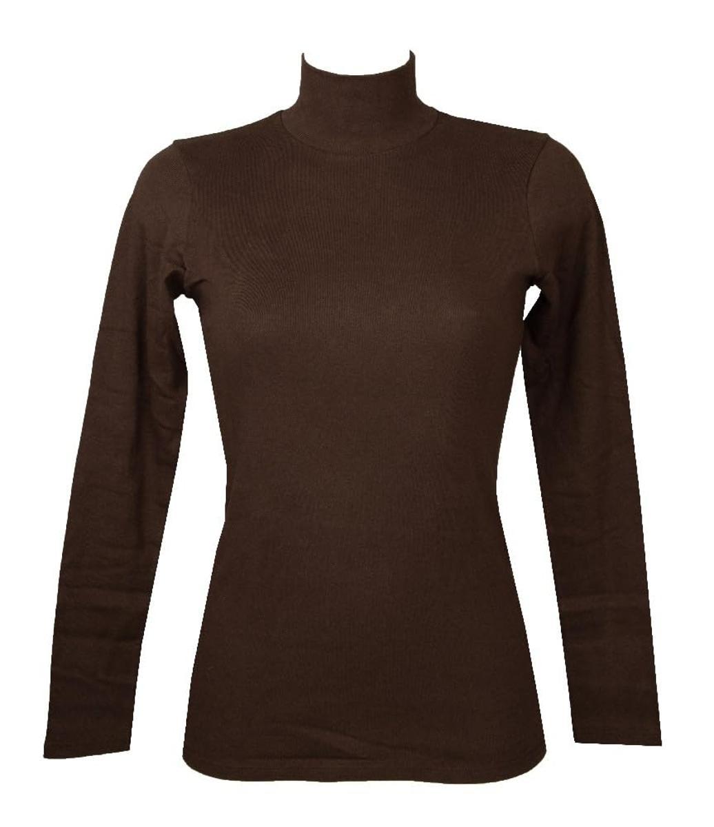 RAGNO Lupetto Mezzo Collo Donna Maglia Manica Lunga Caldo Cotone Articolo 07452K-Marrone