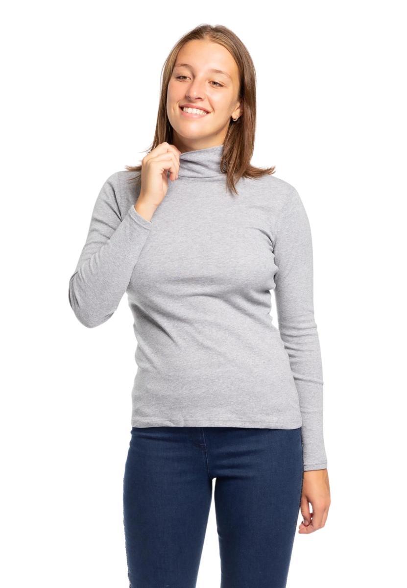 RAGNO Lupetto Mezzo Collo Donna Maglia Manica Lunga Caldo Cotone Articolo 07452K-Grigio