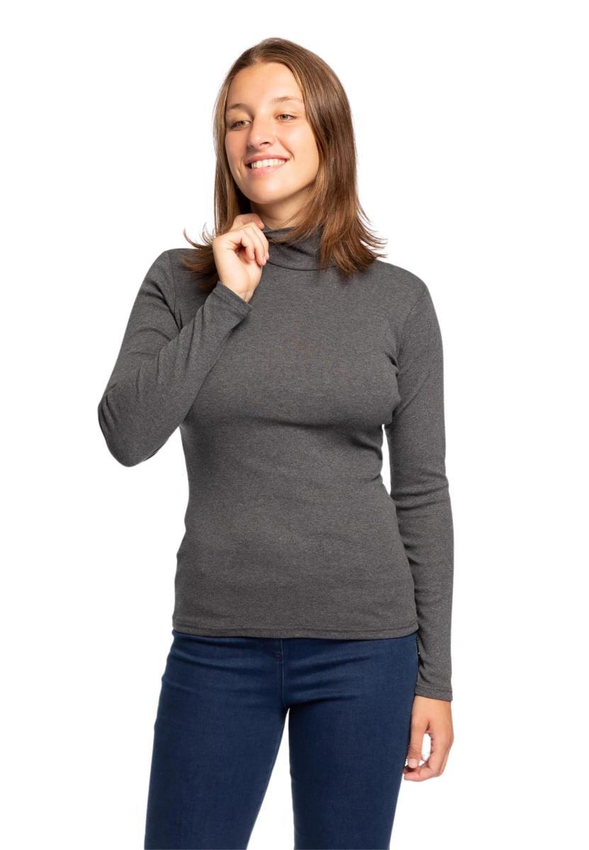 RAGNO Lupetto Mezzo Collo Donna Maglia Manica Lunga Caldo Cotone Articolo 07452K-Antracite