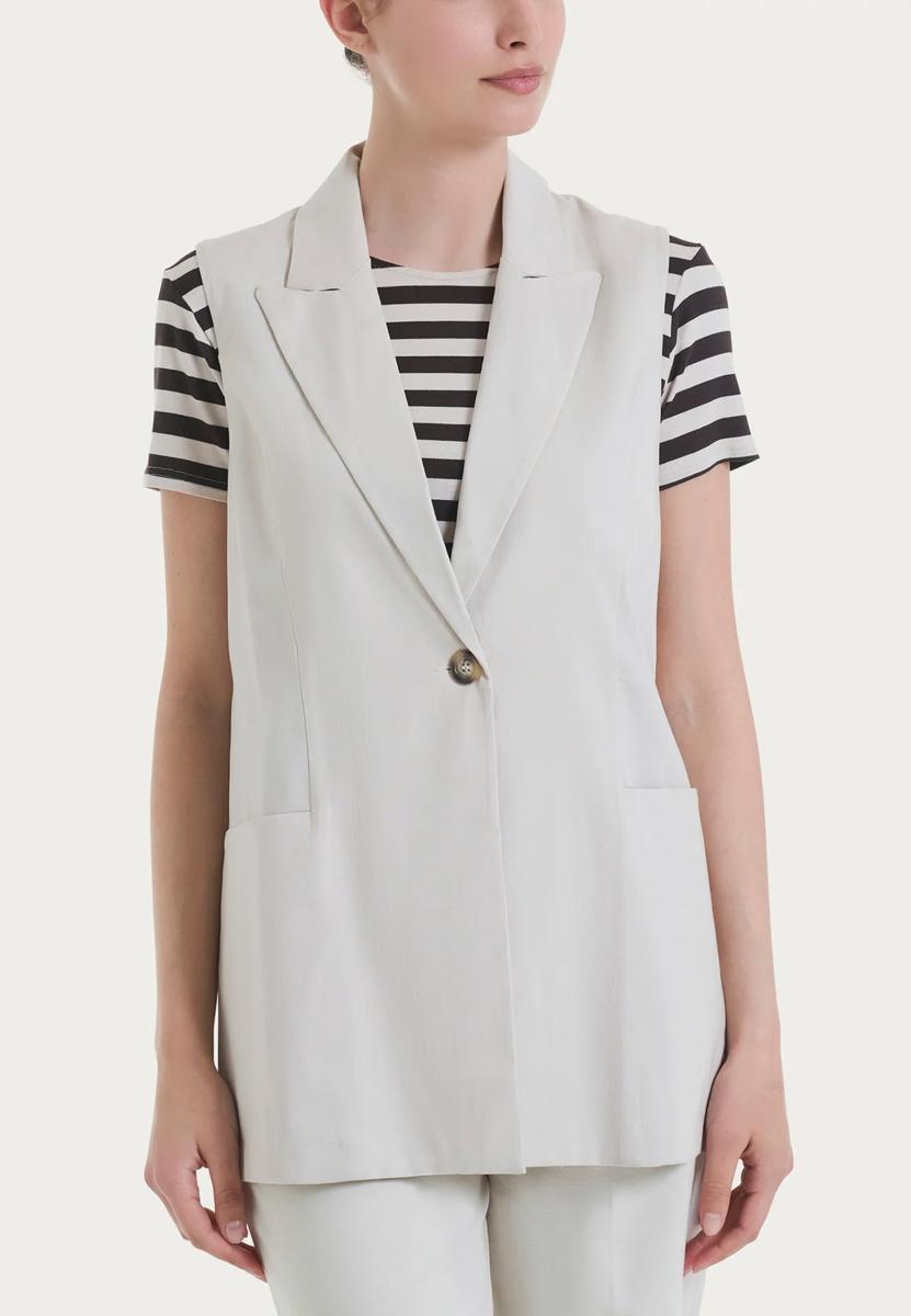 Gilet Donna Lungo Un Bottone RAGNO DP79GL-Beige