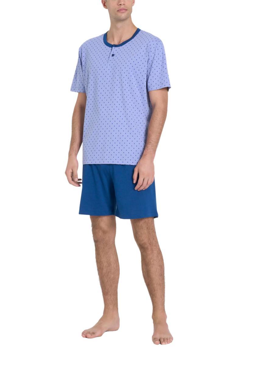 Ragno Pigiama Uomo Mezza Manica 100% Cotone U909ND-Azzurro