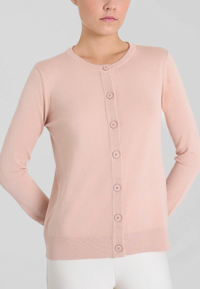 Cardigan Four Seasons con bottoni - Champignon-Rosa