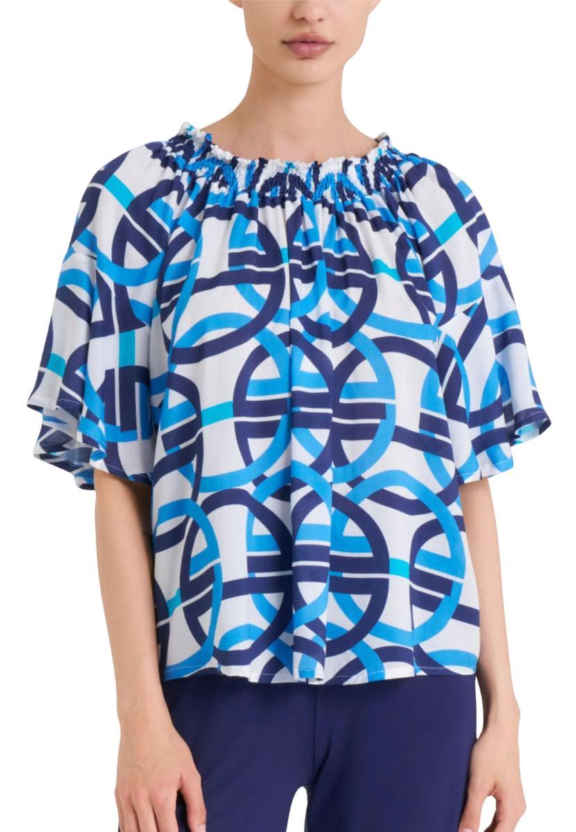 Blusa Donna Manica Tre Quarti Fantasia 100% Viscosa Leggera DQ02DE-Avio