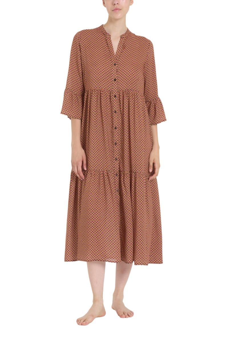 RAGNO Abito Donna Lungo Aperto Manica Tre Quarti 100% Viscosa Leggera DQ02DG