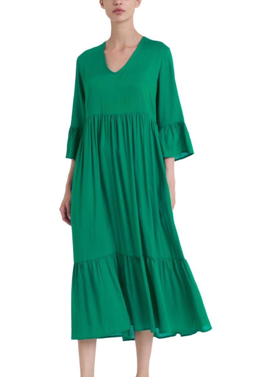RAGNO Abito Donna Manica Tre Quarti 100% Viscosa Leggera DQ09DZ-Verde