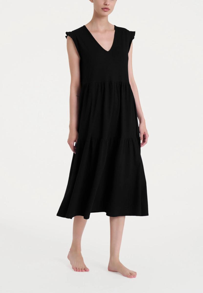 Ragno Abito Donna Senza Maniche 100% Cotone DQ58D3-Nero