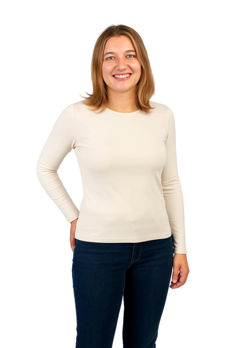 RAGNO Maglia Girocollo Donna Manica Lunga in Caldo Cotone Biologico Caldo e soffice Articolo D274AB BIO ML Giro-Crema