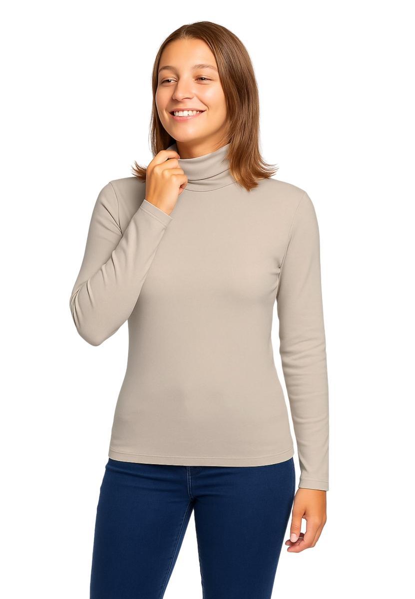 RAGNO Lupetto Mezzo Collo Donna Maglia Manica Lunga Caldo Cotone Articolo 07452K-Cammello