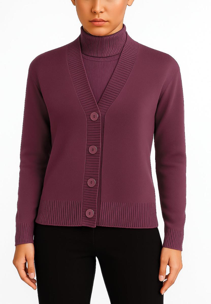 Cardigan Donna Manica Lunga Bottoni Viscosa Invernale RAGNO DN53MI-Bordeaux
