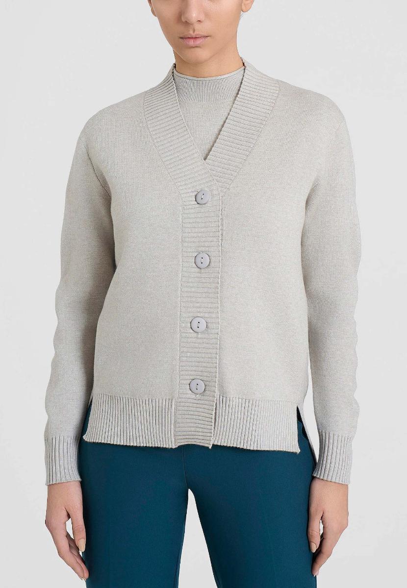 Cardigan Donna Manica Lunga Bottoni Viscosa Invernale RAGNO DN53MI-Beige