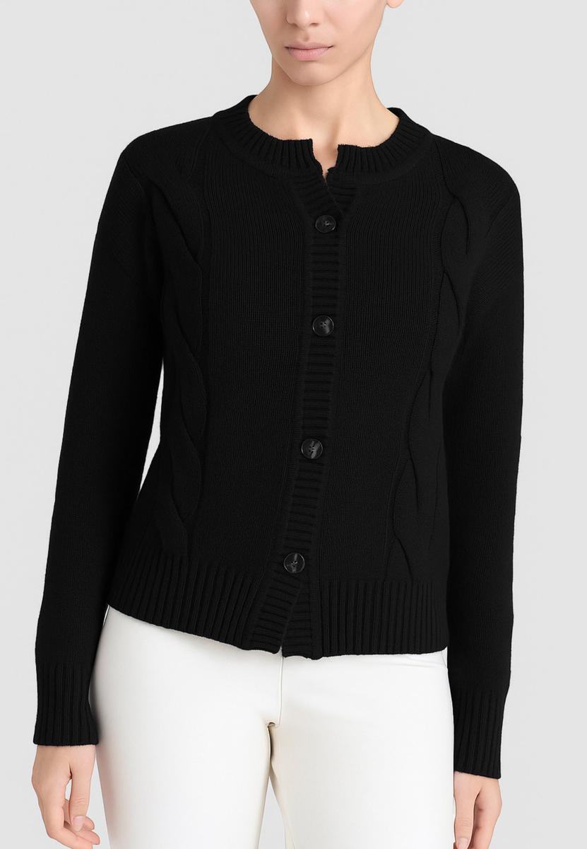 RAGNO Maglia giacca donna a coreana in lana e viscosa ART. DQ81MI-Nero