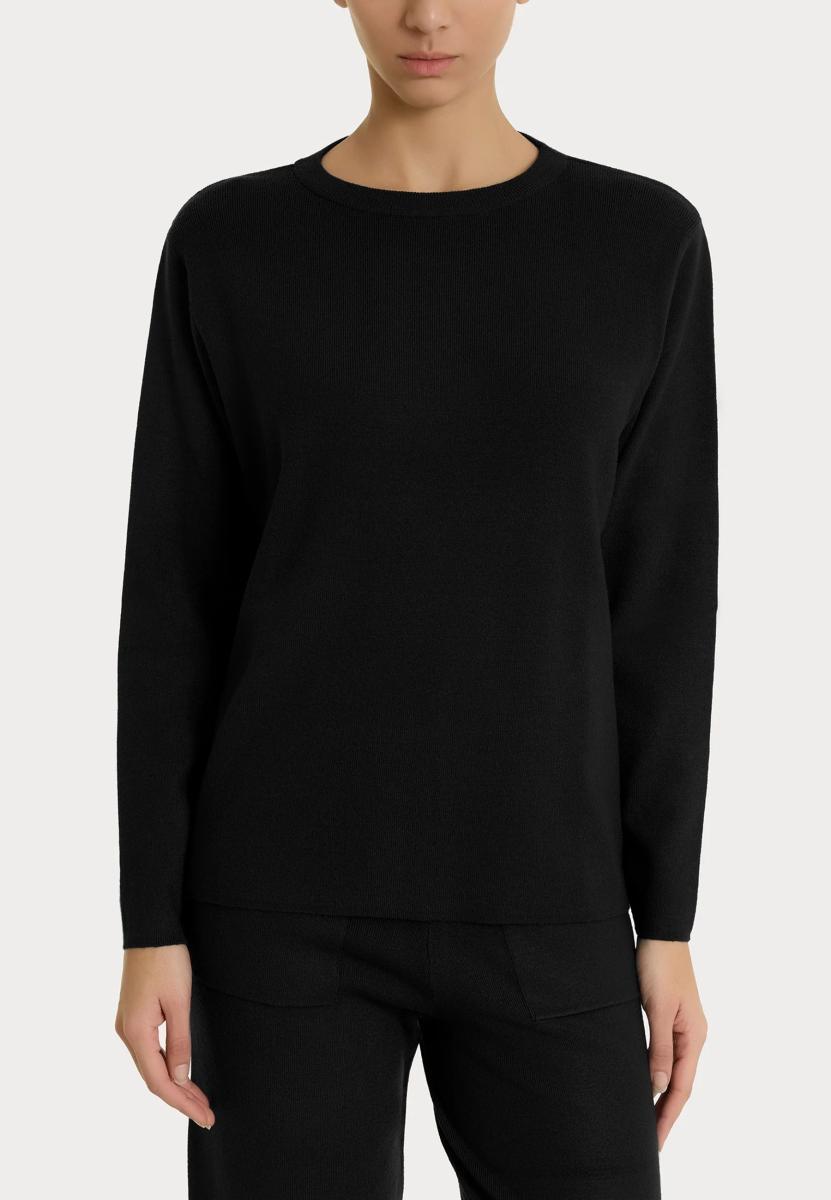 RAGNO Maglia Donna Lunga Viscosa Invernale Tinta Unita DQ83M9-Nero