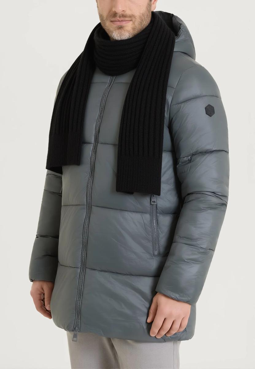 RAGNO Sciarpa Uomo a Coste Viscosa Invernale Unita U970YA-Nero