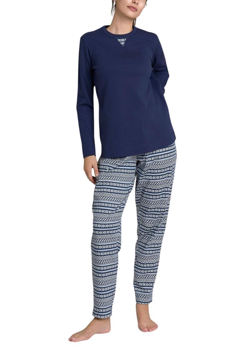 RAGNO Pigiama Donna Lungo Puro Cotone Felpato