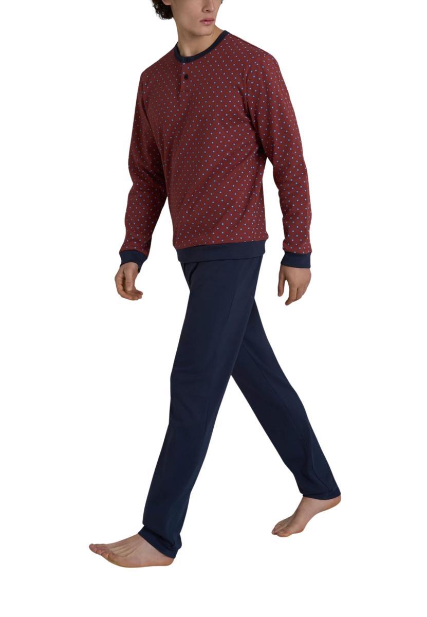 RAGNO Pigiama Uomo Lungo in Puro Cotone Felpato