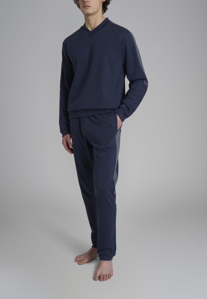 RAGNO Pigiama Lungo Uomo Cotone Felpato ART. U990N2-Blu