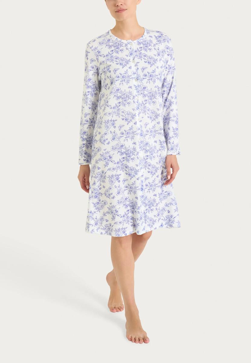 RAGNO Camicia Notte Manica Lunga Donna Cotone Leggero DT04NN-Bianco