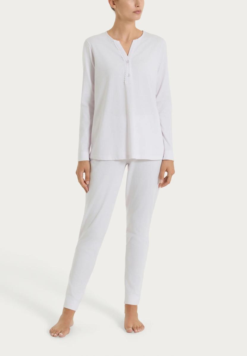 RAGNO Pigiama Donna Lungo Cotone Jersey Leggero Unita DT20N1-Lilla