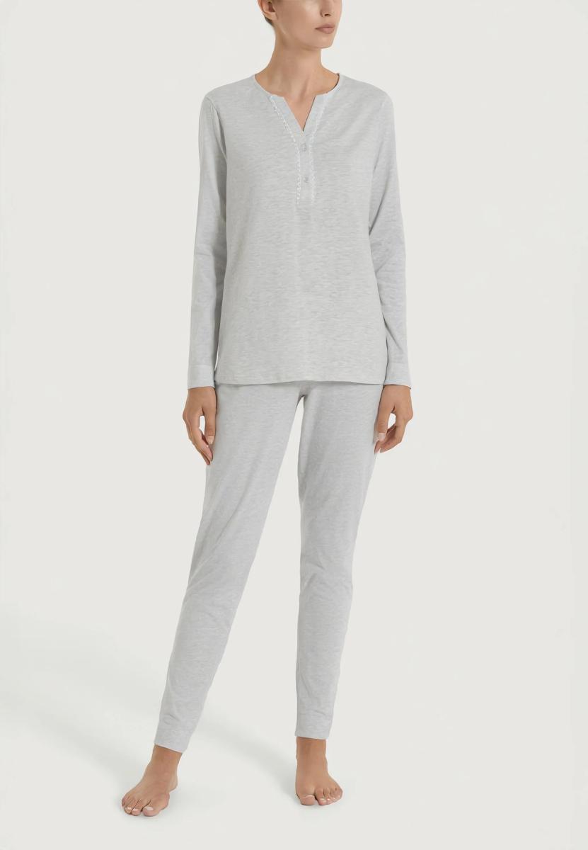 RAGNO Pigiama Donna Lungo Cotone Jersey Leggero Unita DT20N1-Polvere