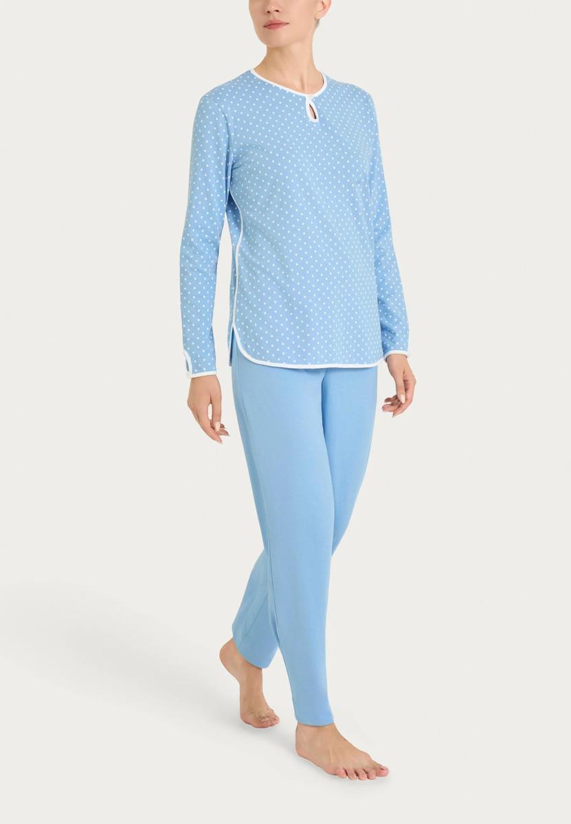 RAGNO Pigiama Donna 100% Cotone Lungo a Pois Art DT36N1
