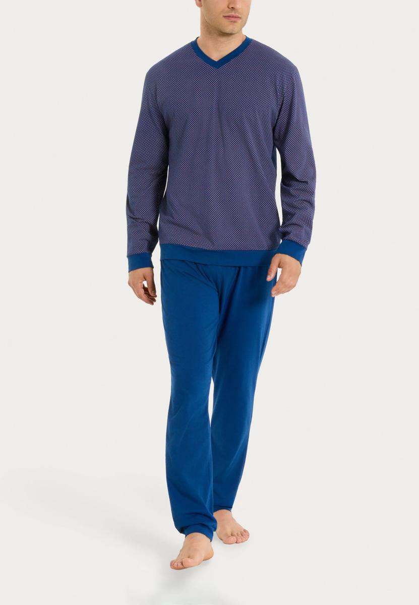 RAGNO Pigiama Uomo 100% Cotone con Maglia Fantasia e Pantalone Lungo Art UA22N2-Blu