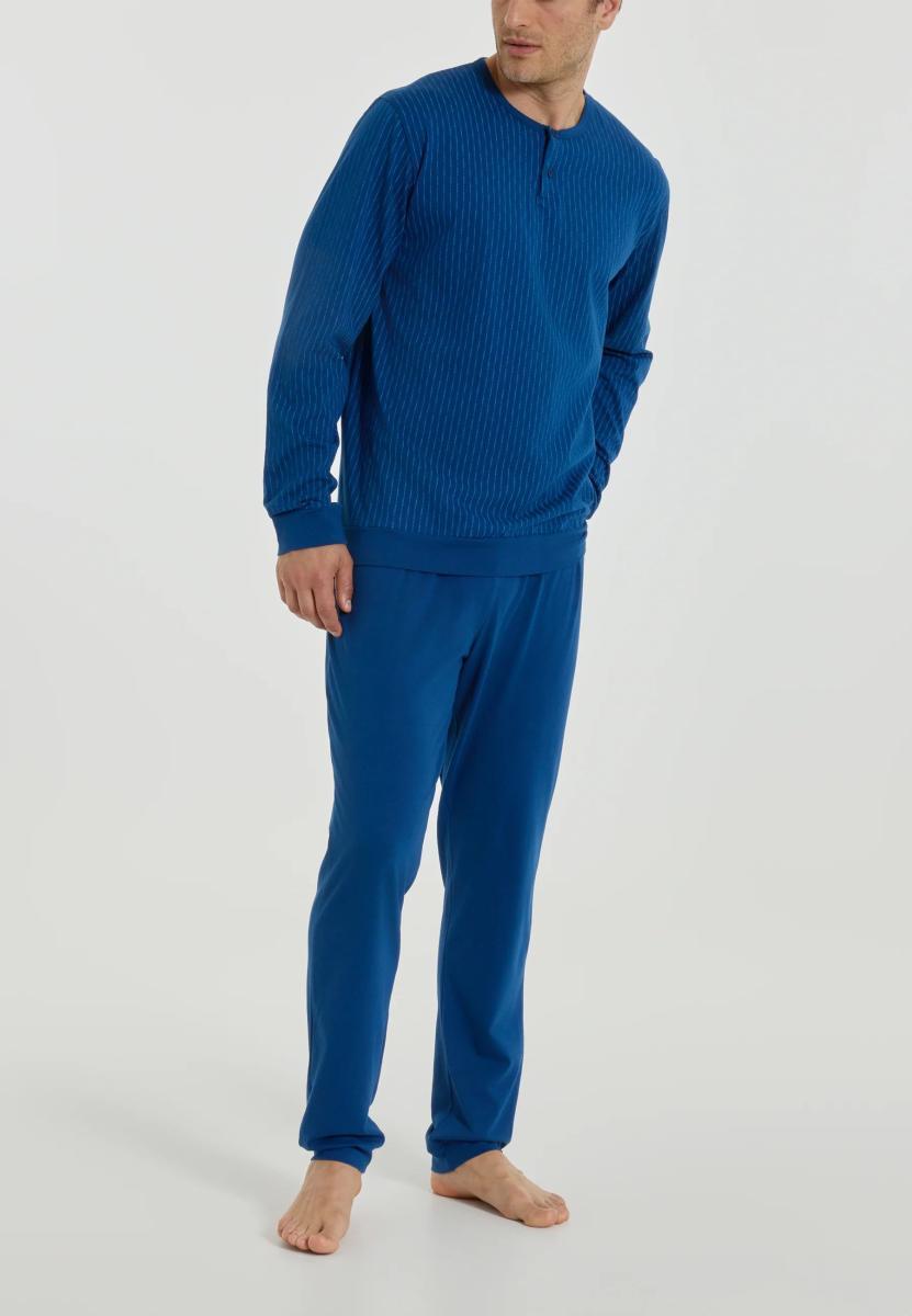 RAGNO Pigiama Uomo Lungo Serafino Cotone Leggero Rigato UA26N1
