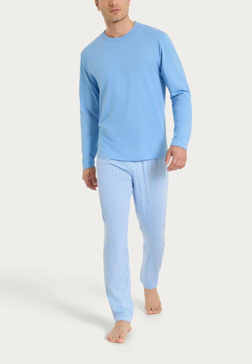 RAGNO Pigiama Uomo 100% Cotone con Maglia Manica Lunga e Pantalone a Righe art UA29NQ