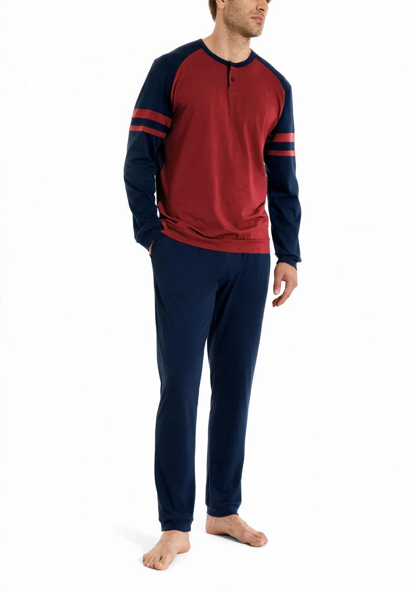 RAGNO Pigiama Uomo Lungo Serafino Cotone Leggero UA42N1