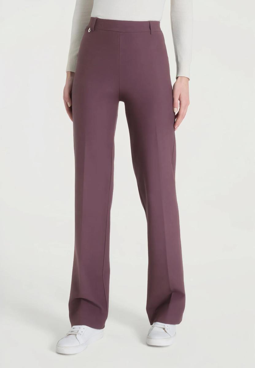 Pantaloni larghi in Compact - Chocolate Torte-Bordeaux