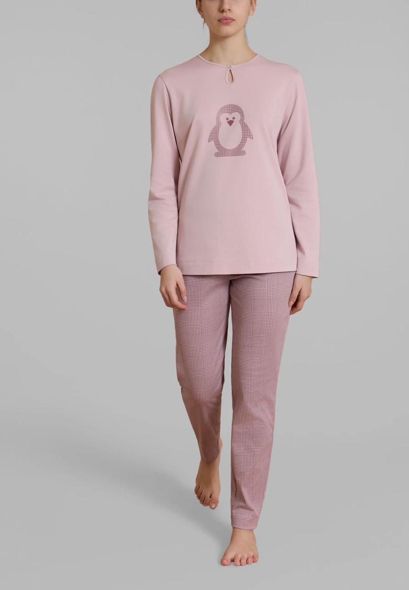 RAGNO Pigiama Donna Cotone Interlock Felpato Unita DT70N1-Rosa