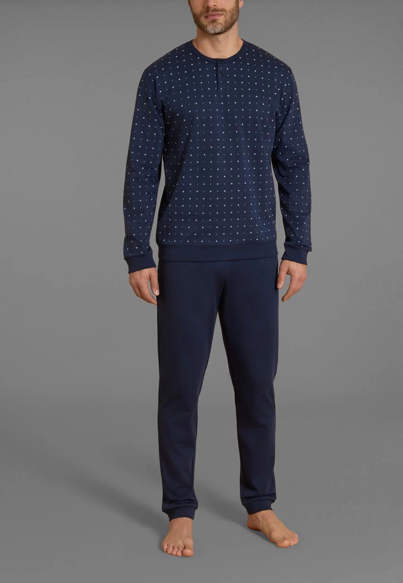 RAGNO Pigiama Uomo Lungo Cotone Interlock Clado Cravatier UA76N1-139F Blu