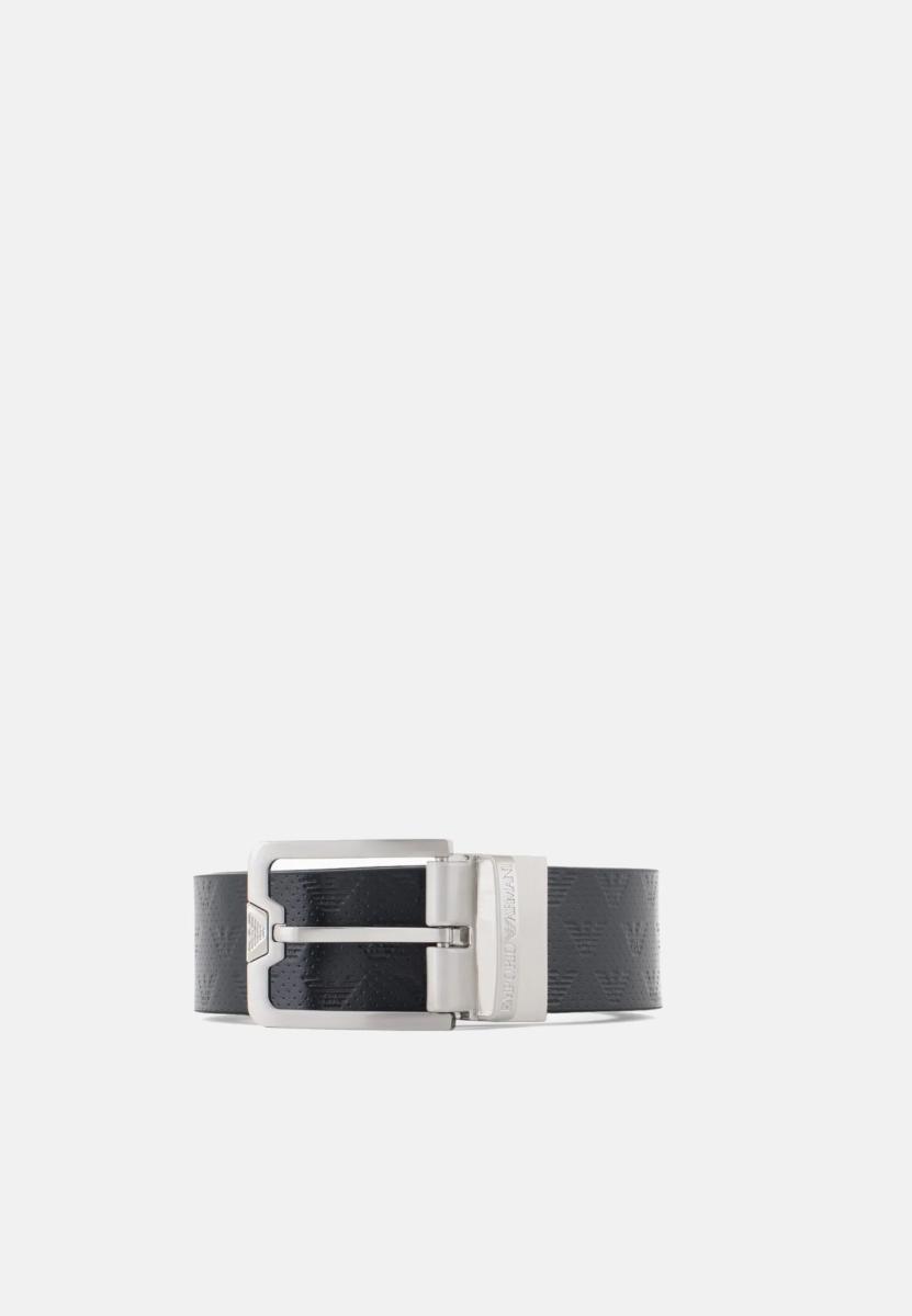 Emporio Armani Cintura In Pelle Embossed Eagle All Over