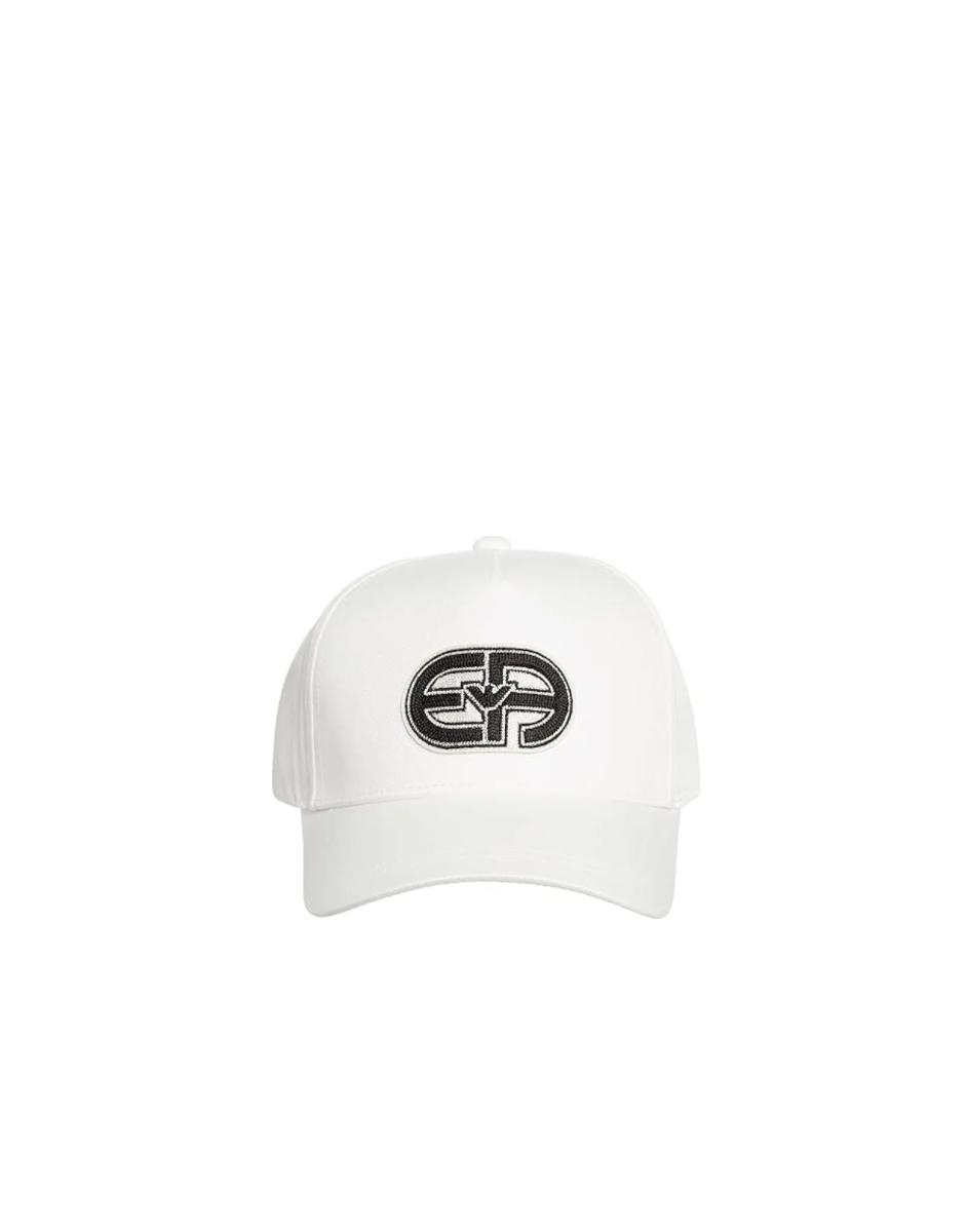 Emporio Armani Cappello Da Baseball White Con Patch Logo R-eacreate Ricamato