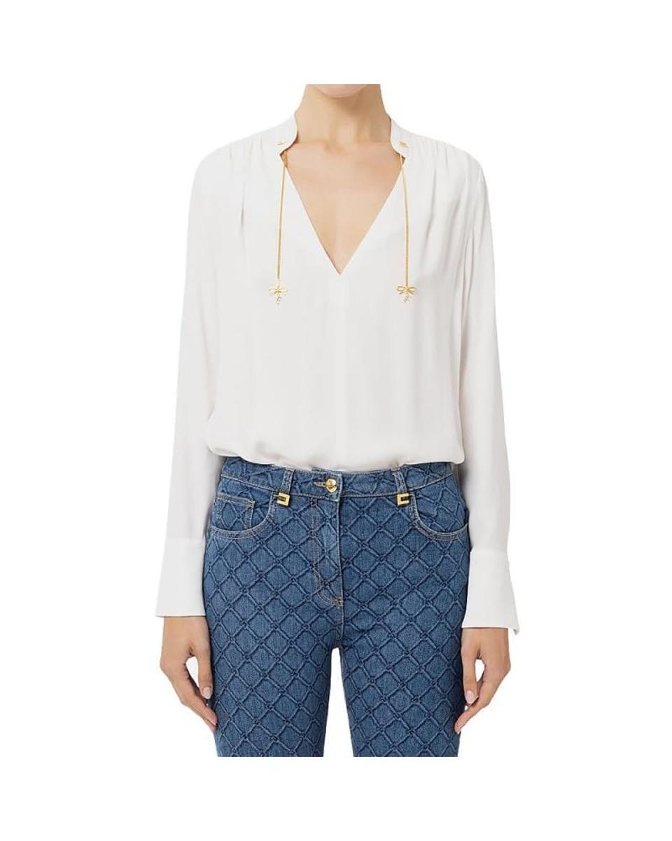 Elisabetta Franchi Camicia in Georgette con Charms e Logo