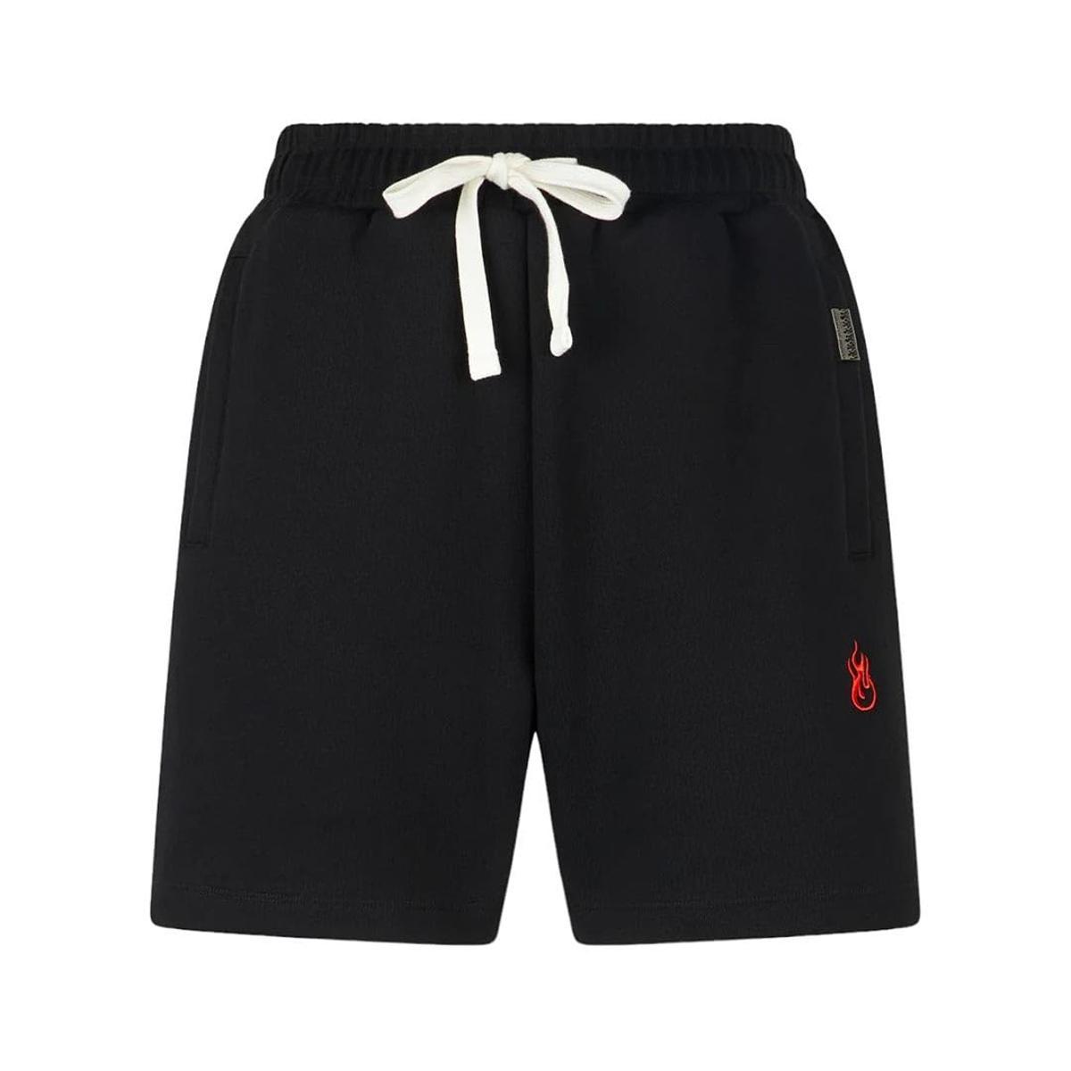 BLACK SHORTS WITH FLAMES LOGO