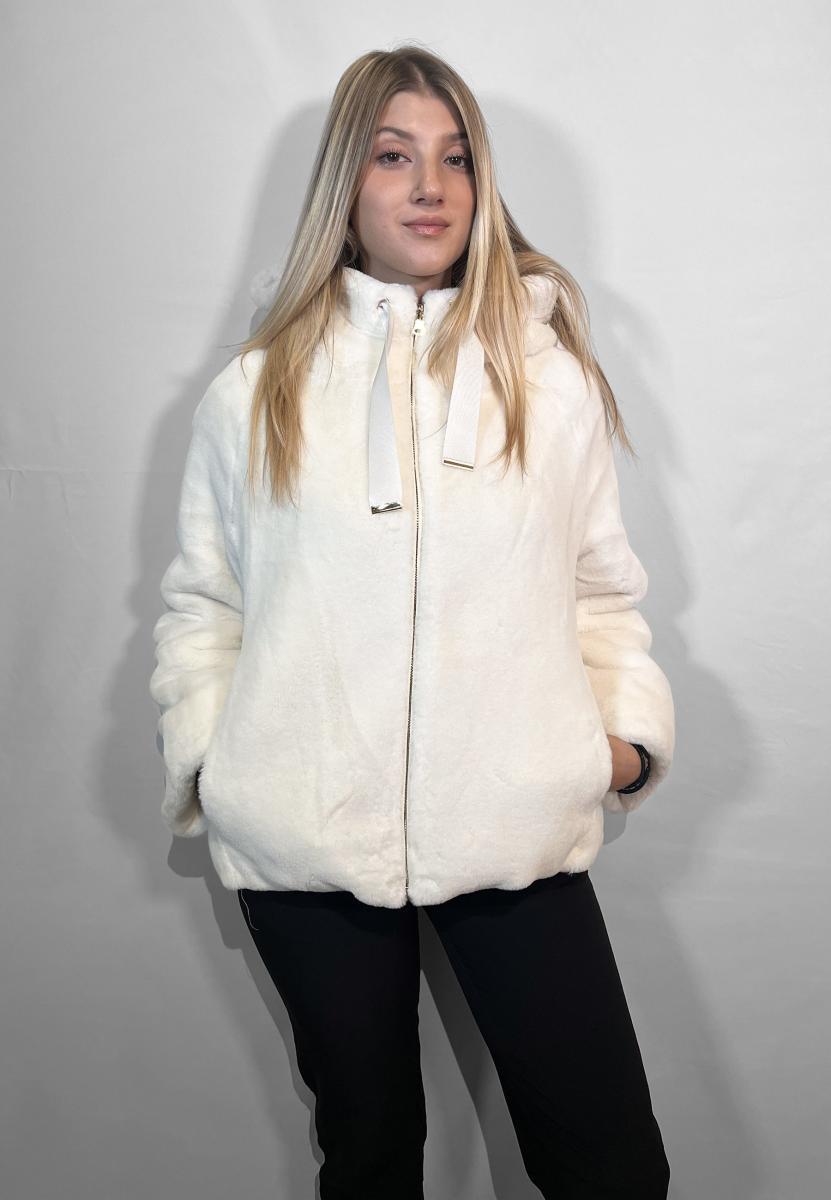 SATINETTE Ecopelliccia Donna Reversibile Interno Trapuntatao ART. BETTY 056-Panna