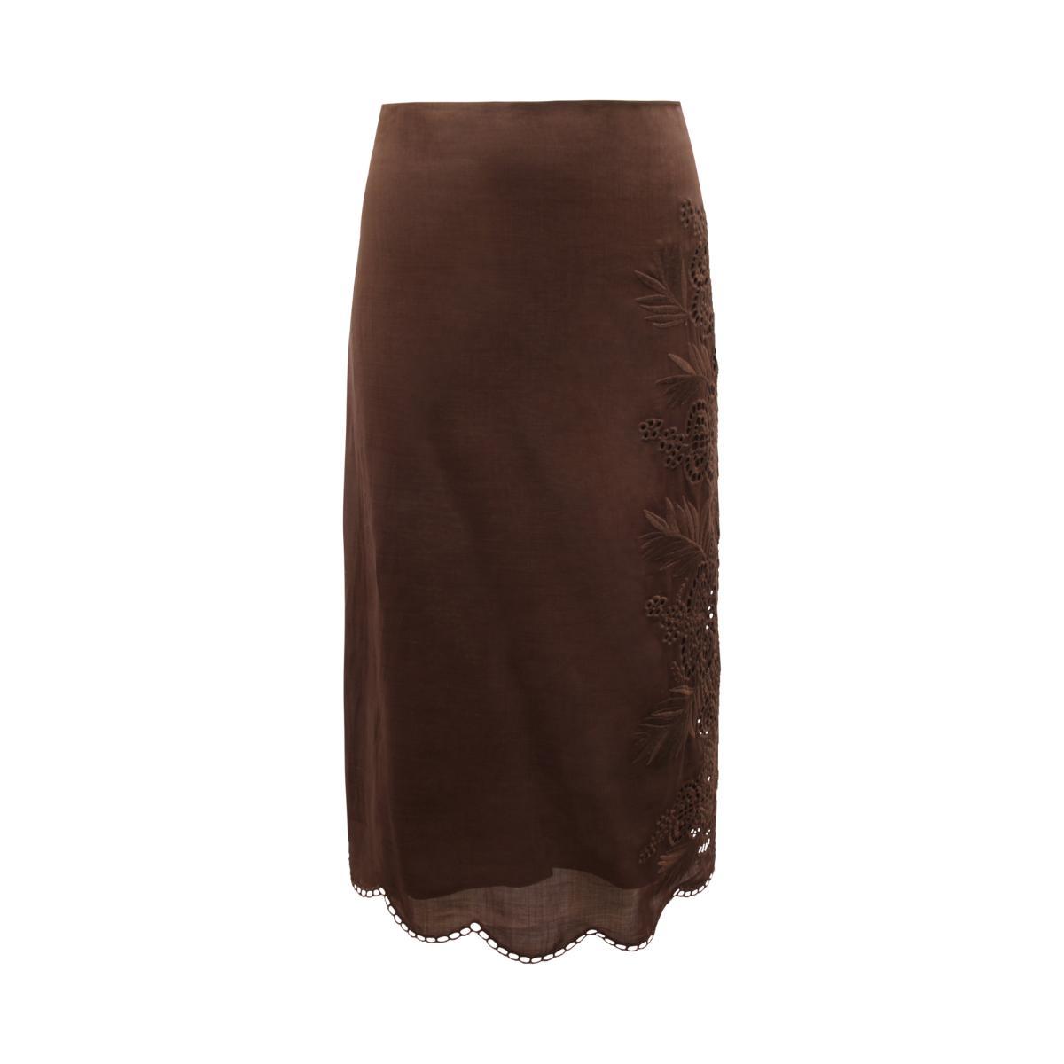 P3256 GONNA SANGALLO DONNA MAXMARA STUDIO FIFY WOMAN SKIRT-Marrone