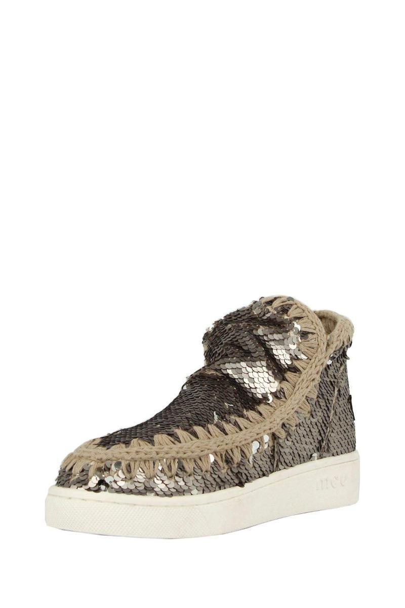 Mou Summer Eskimo all Sequins - Big Metallic Logo Sequins Gunmetal-Argento